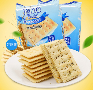 EDO pack 饼干蛋糕 零食早餐 家庭装 芝麻味酵母梳打饼干 300g袋