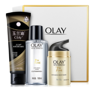 玉兰油OLAY护肤套装多效修护礼盒化妆品套装3件套（面霜50g+醒肤水100ml+细滑洁面100g）