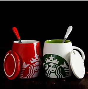 巢品星巴克杯子带勺陶瓷水杯
