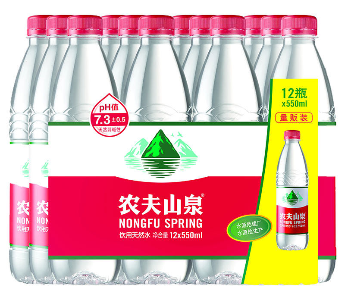 农夫山泉 矿泉水 纯净水饮用水5L4瓶 大瓶家庭装健康夏日饮品 瓶装水 一箱包邮 550ml12瓶