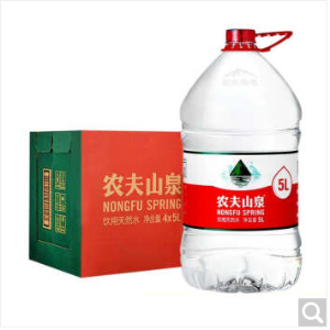 农夫山泉 矿泉水 纯净水饮用水5L4瓶 大瓶家庭装健康夏日饮品 瓶装水 一箱包邮 5L4瓶