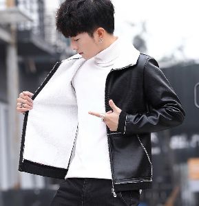 DL 皮衣外套男装2018秋冬季新款翻领牛仔夹克衫男士韩版休闲保暖秋天上衣加绒外套学生运动棒球衣服男 PY17黑色加绒