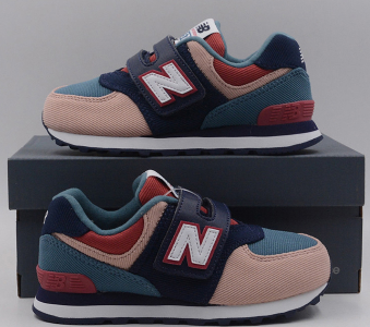 New Balance NB新百伦童鞋 574系列男女童经典休闲运动鞋跑步鞋YV574IND 粉色灰蓝色 YV574INA